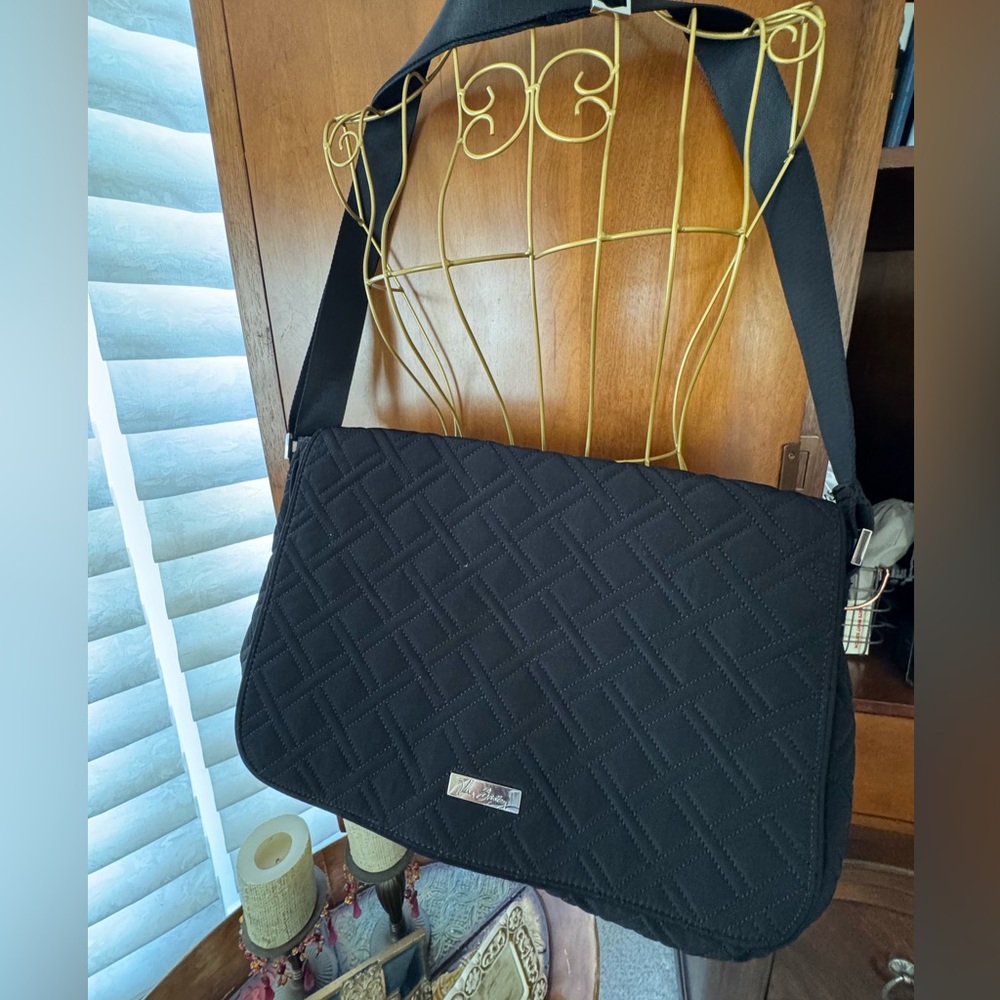 Vera Bradley Black Quilted Messenger Bag